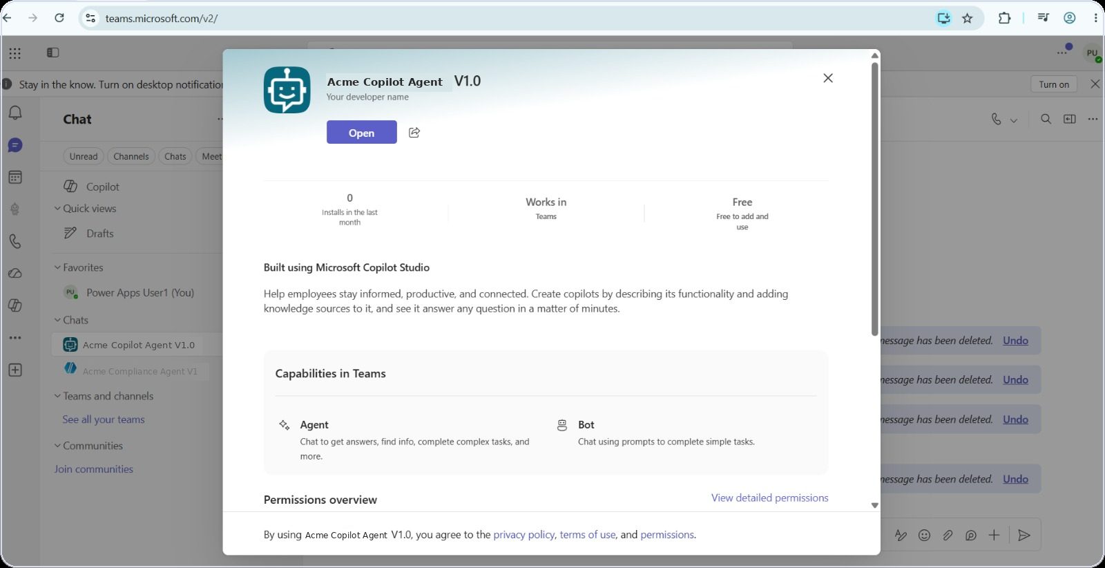 One-click deploy to Teams